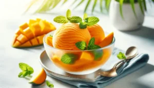 DALL·E-2023-11-22-11.06.50-A-refreshing-and-exotic-image-of-Sorvete-de-Manga-Caseiro-com-Hortela.-The-sorbet-is-vibrant-orange-made-with-fresh-mangoes-and-served-in-a-stylis_7