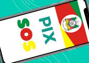 Cartaz retrato pague com pix ilustrado moderno azul e branco